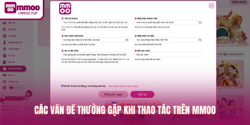 Các vấn đề thường gặp khi thao tác trên MMOO
