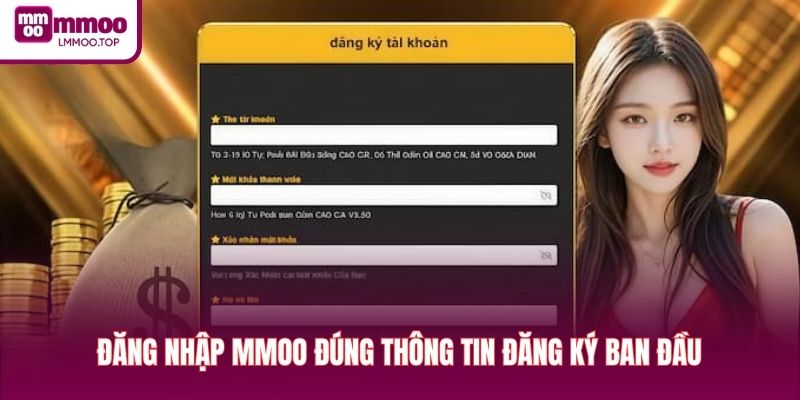 Đăng nhập MMOO đúng thông tin đăng ký ban đầu