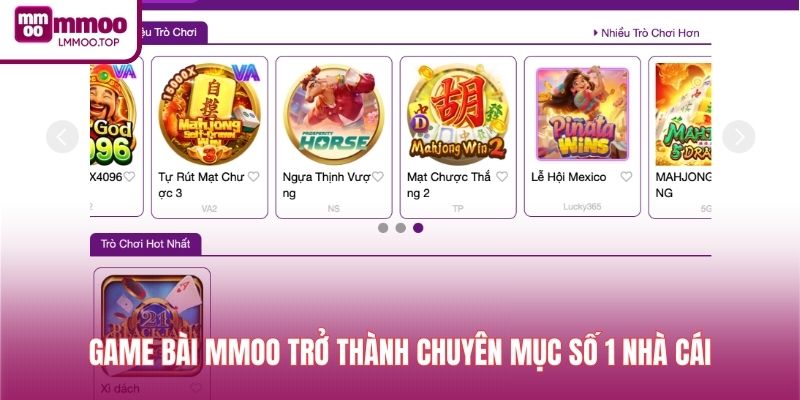 Game bài MMOO trở thành chuyên mục số 1 nhà cái